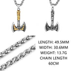 Viking Odin Raven Huginn and Muninn Double Axe Titanium Steel Stainless Steel Necklace Pendant Men's Scandinavian
