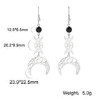 Teamer Vintage Triple Witch Moon Pentagram Goddess Earrings for Women Witchcraft Stainless Steel Amulet Jewelry Gifts
