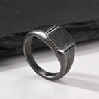 Vintage Punk Square Signet Ring for Men,Stainless Steel Ring Plain Statement Ring,Chunky Ring Geometric Thumb Ring