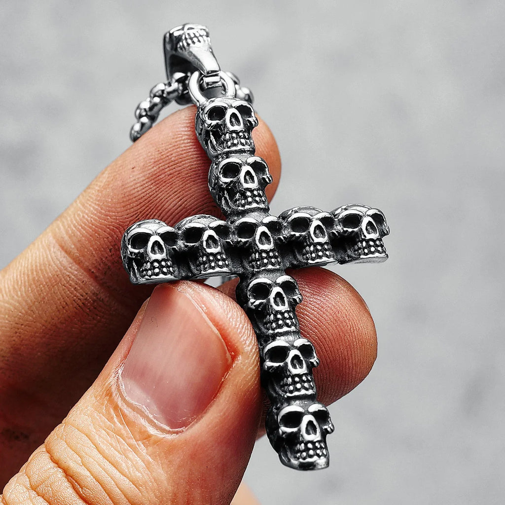 Skull Cross Pendant Necklace — 316L Stainless