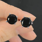 Punk Fashionable Black Stone Crystal Stud Earrings 3/4/5/6/7/8MM Gorgeous Zircon Earing for Women Men Fashion Hippie Jewelry