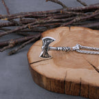 Stainless Steel Viking Warrior Odin Axe and Raven Necklace Men Fashion Hip Hop Amulet Pendant Viking Jewelry Boyfriend