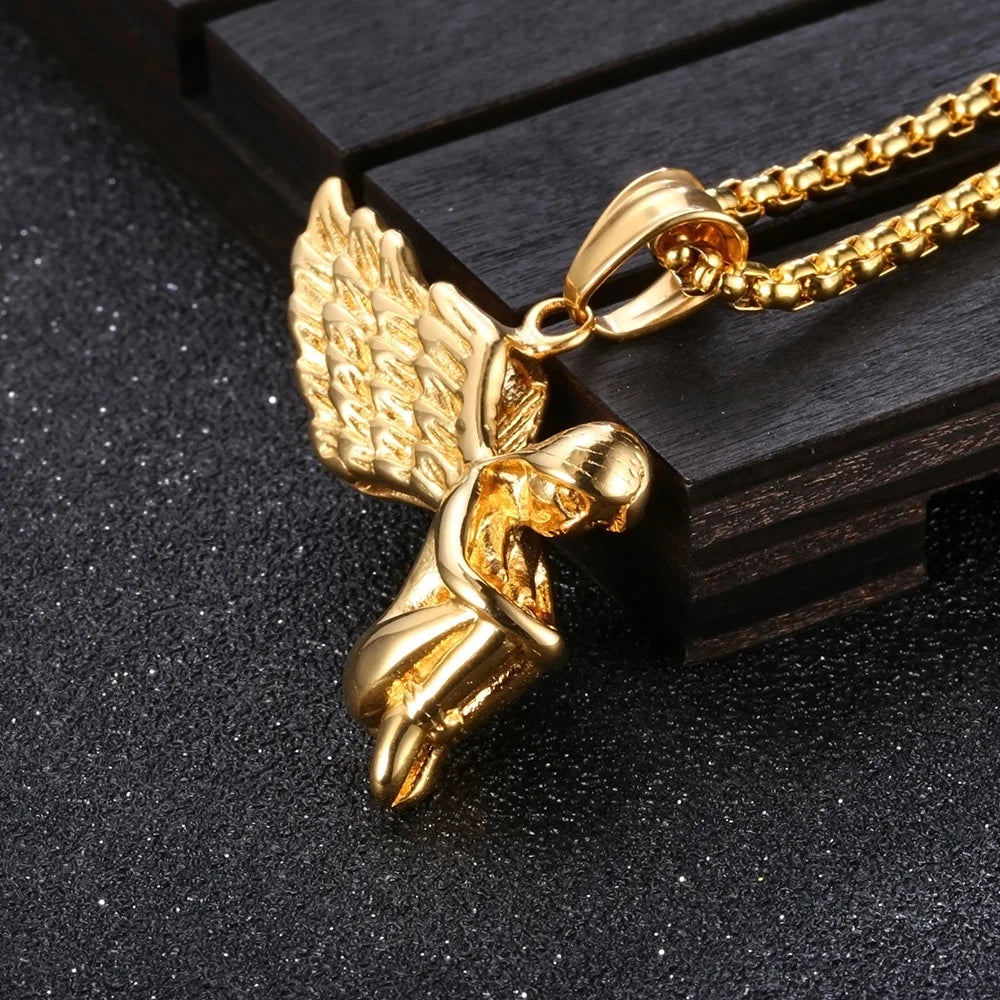 Guardian Angel Wings Pendant — Stainless Steel