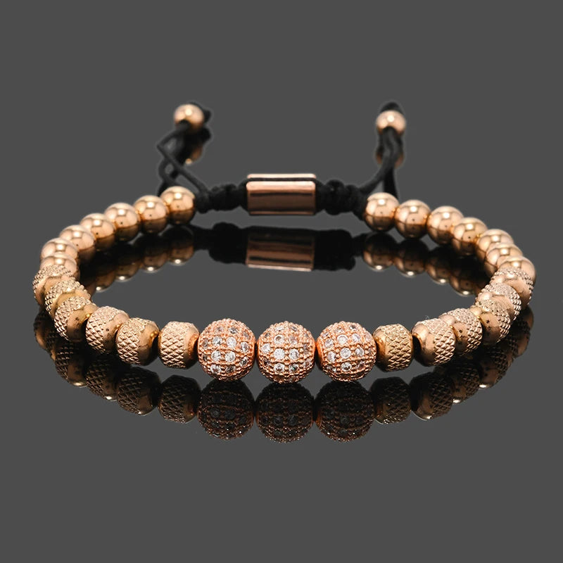 Iced Out Royal CZ Ball Bracelet — Stainless Steel