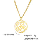 Celtic Triskele Crescent Moon Pendant Necklace — Stainless Steel