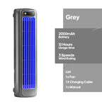 KINSCOTER Portable Air Conditioner Fan 2000mAh Quiet Desktop Tower Fan Wall Non-drilling Circulating Fan 3 Speeds