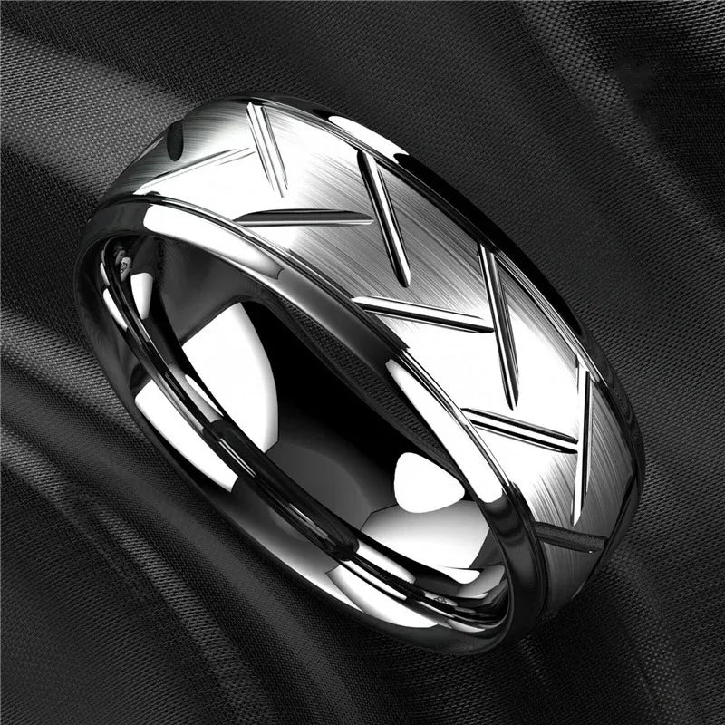 Fashion Black Stainless Steel Rings for Men With Guitar String Inlay Guitarist Ring For Musician Wedding Jewelry Drop