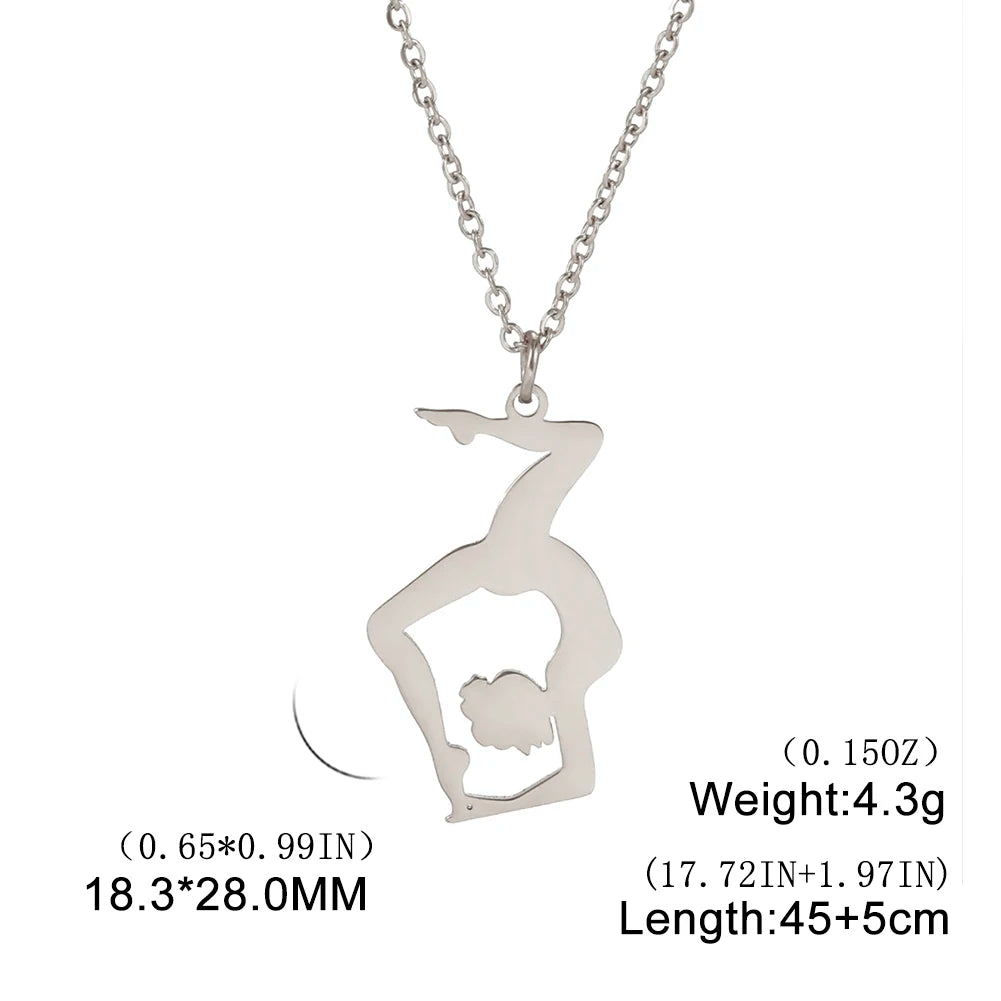 Unift Stainless Steel Sport Women Necklace Runner Rhythmic Gymnastics  Silhouette Pendant Fashion Birthday Jewelry Wholesale
