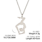 Unift Stainless Steel Sport Women Necklace Runner Rhythmic Gymnastics  Silhouette Pendant Fashion Birthday Jewelry Wholesale