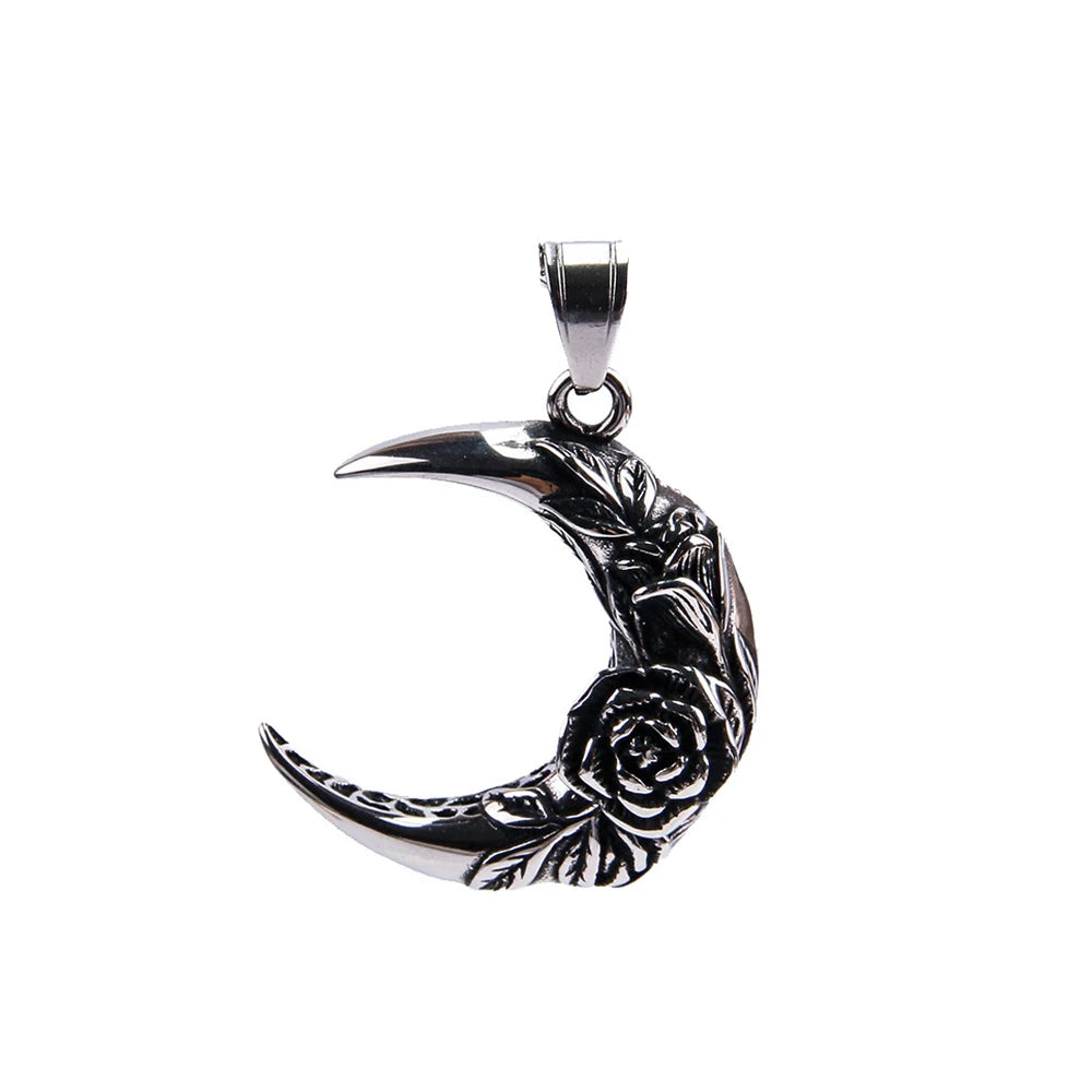 Rose Moon Pendant — Stainless Steel