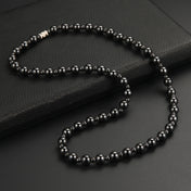 Magnetic Hematite Round Bead Necklace — 8mm & 4mm Beads