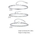 Thin Chain Bracelet Set 3pcs — Silver