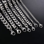 Men Curb Chain Necklace 3.5mm-9mm Stainless Steel Basic Punk Cuban Link Chain Necklaces for Male Jewelry Hip Hop