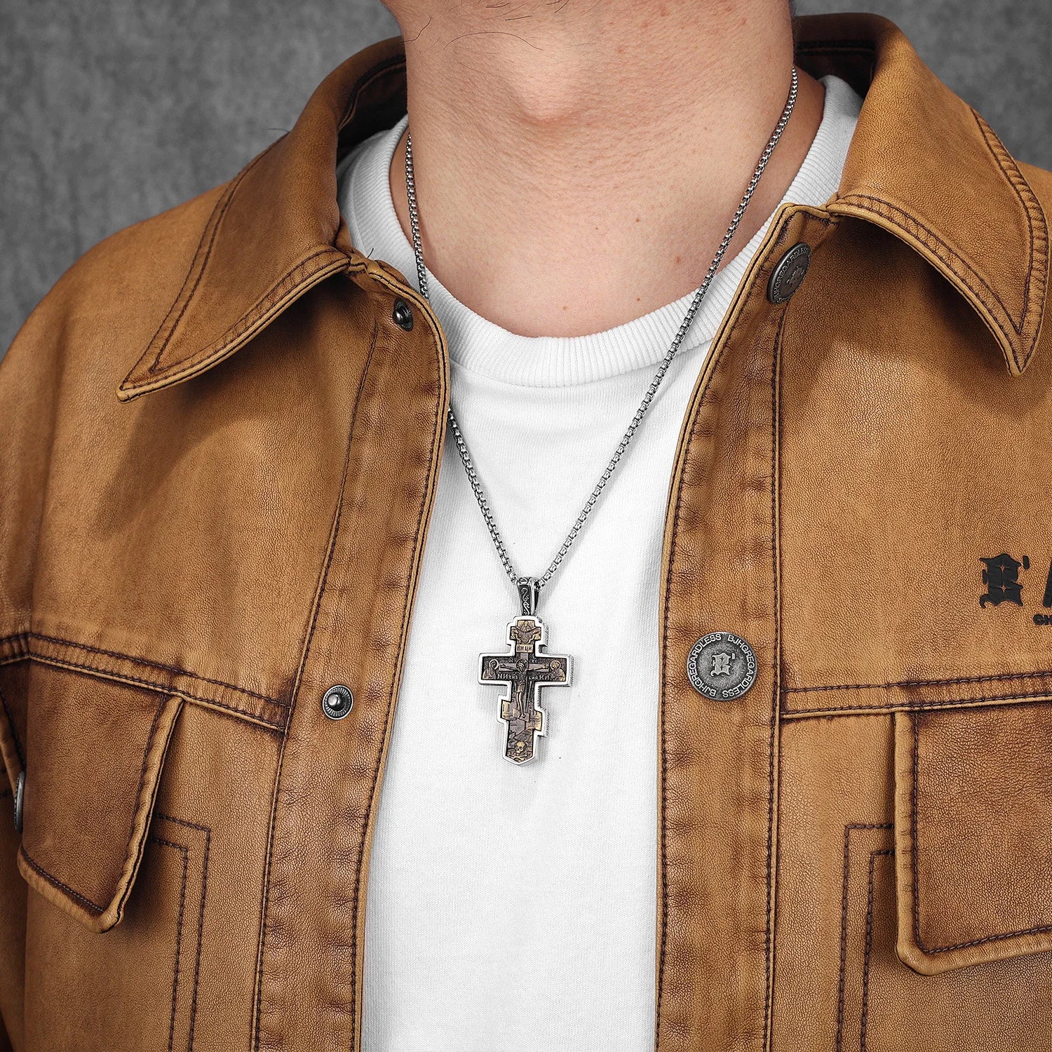 Jesus Cross Pendant Necklace — Stainless Steel