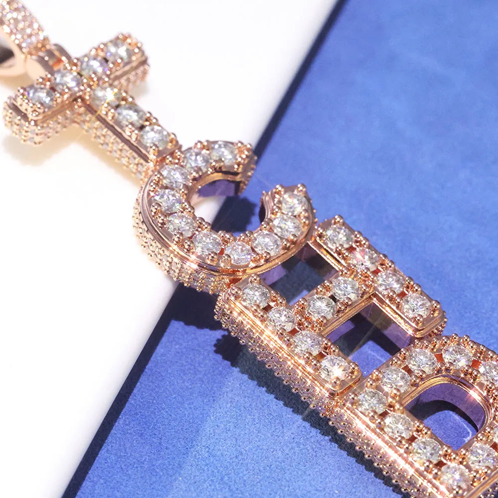 Iced Out Moissanite Letter Pendant Necklace VVS