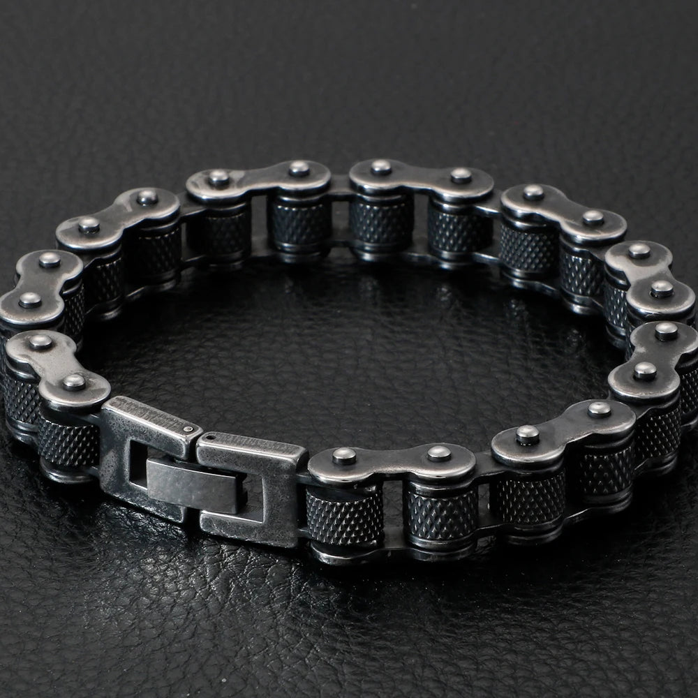 Punk Rock Bracelet for Man 11/13MM Men's Stainless Steel Motorcycle Chain Bracelets Biker Jewelry Hip Hop Charms for