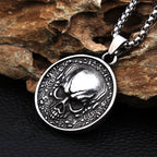 Double-Sided Skull Coin Pendant Necklace — Stainless