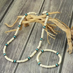 Coconut Wood Necklace Bracelet Set — Stainless Steel