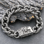 Punk Skeleton Jewelry Vintage Cuban Link Chain Bracelet for Man With Skull Head Clasp 316L Stainless Steel Bracelets