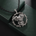 Skull Cross Motorcycle Pendant Necklace — Statement