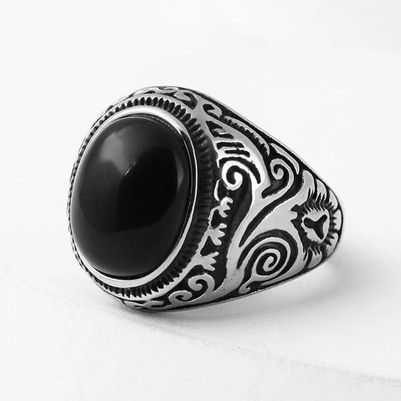 Gothic Dropshipping New Unisex 316L Stainless Steel Cool Punk Classic 3 Colour Stone Ring Pattern Hollowing Anels Anniversary