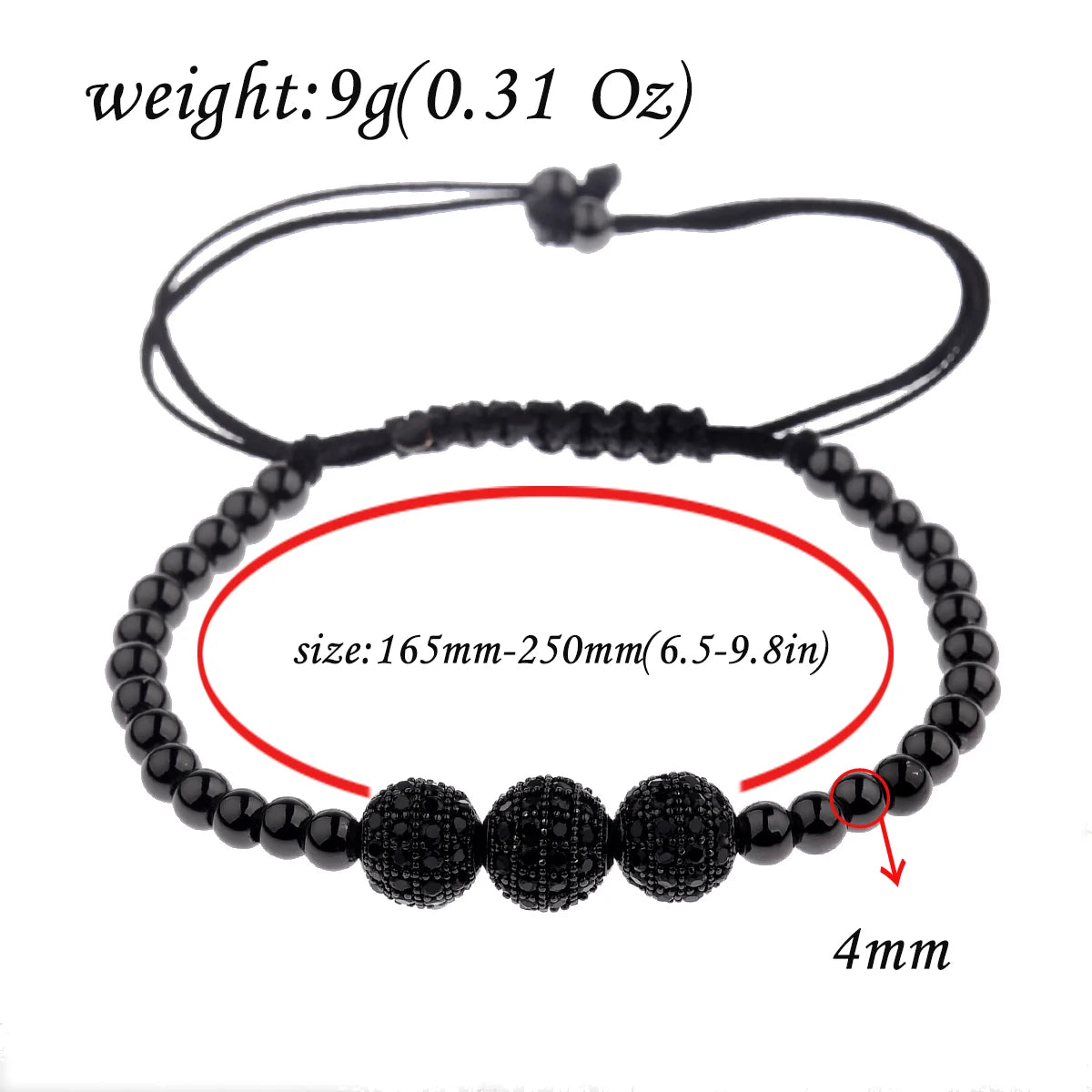 Luxury Micro Pave CZ 8mm Disco Charm Men Bracelet Classic Hematite Beaded Woven Bracelets Bileklik Women Jewelry