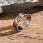 Vnox Personality Lava Open Ring for Men, Adjustable Vintage Oxidized Metal Finger Band,Fashion New Male Jewelry