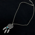 Hollow Dreamcatcher Pendant Necklace for Women Fashion Leaf Feather Necklaces Vintage Ethnic Fashion Party Jewelry Gift Bijoux