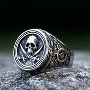 Skull Biker Ring — 316L Titanium Gothic