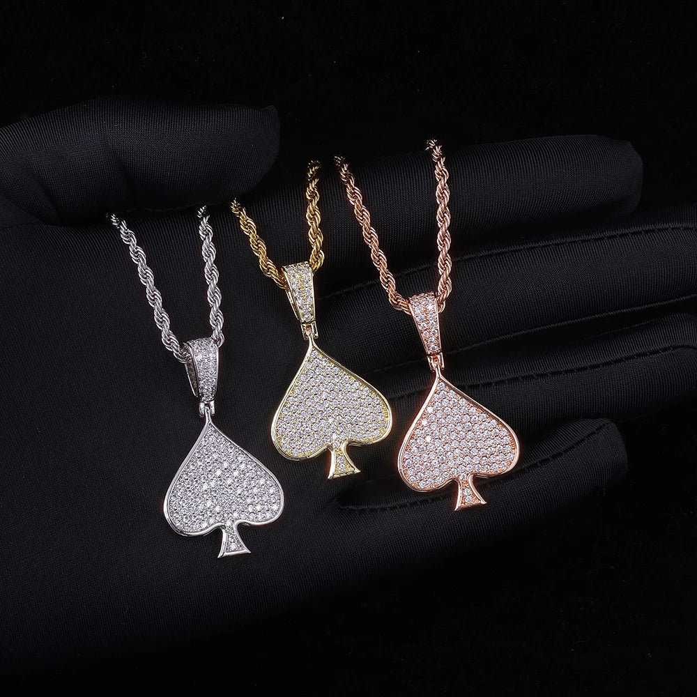 925 Silver VVS Moissanite Ace Spade Pendant