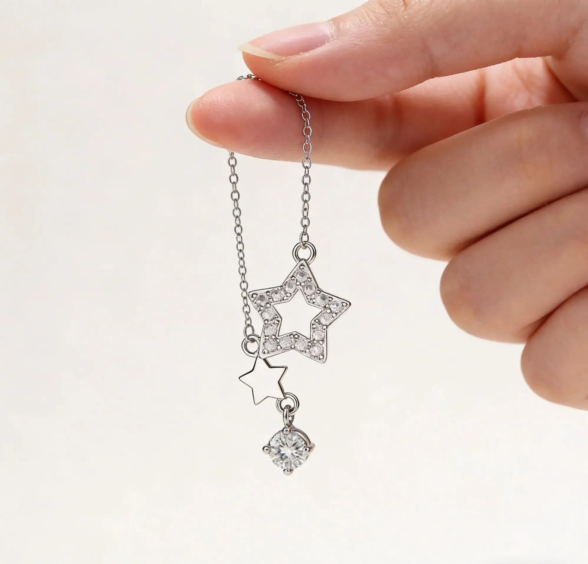 925 Sterling Silver Inlaid Zircon Star Necklace For Women Sweet And Cute Pendant Necklace Fashion Jewelry Accessories