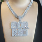 Customized Iced Out Square Name Pendant Personalized Any Letter Number Necklace Cuban Chain Icy Two Rows Hip Hop