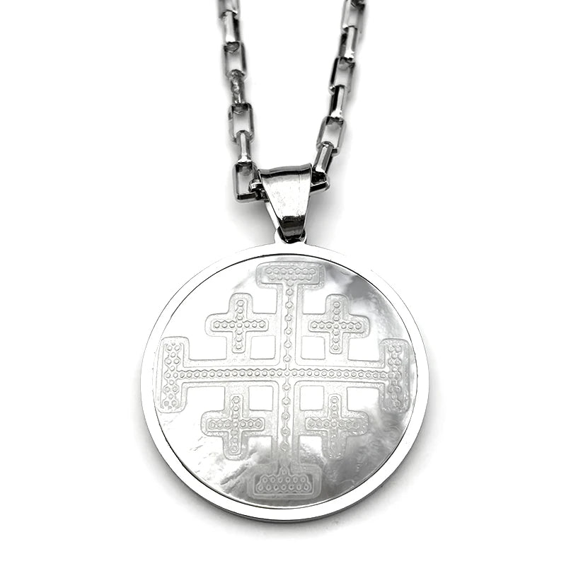 Cross Gold Pendant Natural Shell Christian Jerusalem