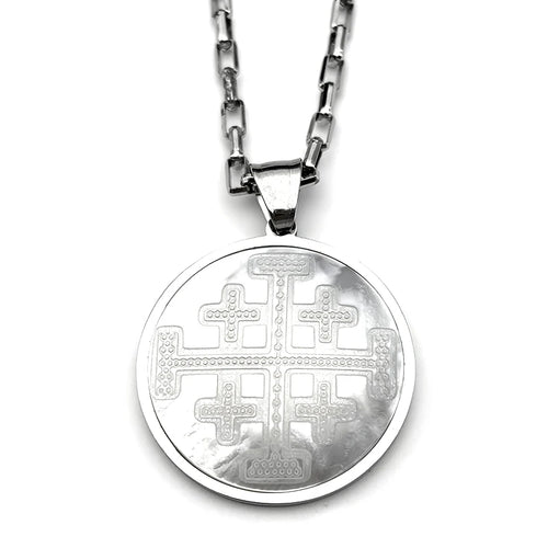 Cross Gold Pendant Natural Shell Christian Jerusalem