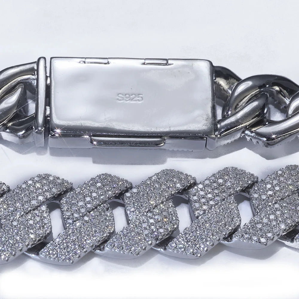 925 Silver Cuban Moissanite Bracelet VVS 15MM