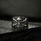 Skull and Crossbones Wide Band Ring for Men and Women — Gothic