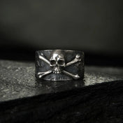 Skull and Crossbones Wide Band Ring for Men and Women — Gothic