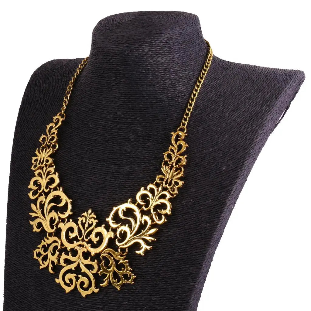 2016 Vintage Bohemia Choker Woman Statement Hollow Filigree Flower Pendant Necklace Jewelry