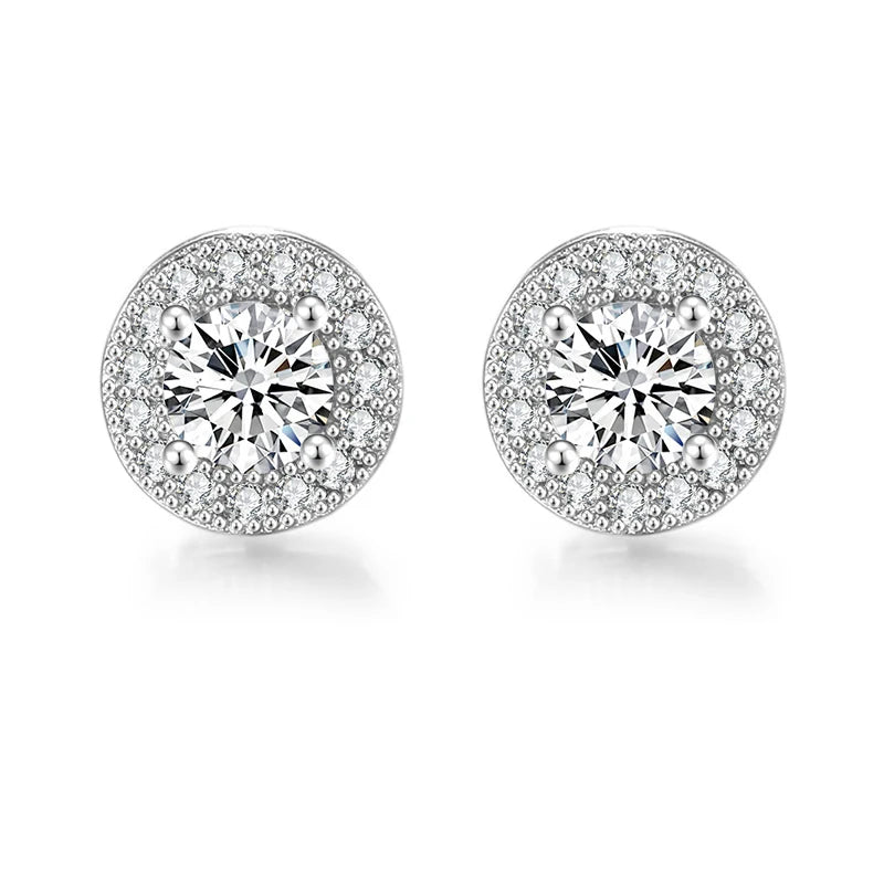Silver Magnetic Earrings CZ Clip Non-Piercing