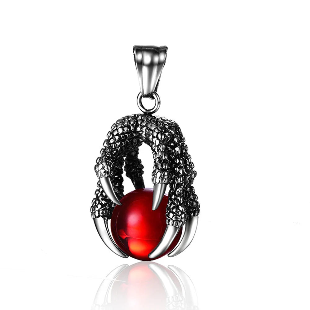 Dragon Claw Stone Pendant — Stainless Steel