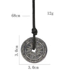 Metal Chinese-style Antique Coin Necklace Yin-Yang Bagua Tai Chi Rune Pendant Peaceful Evil-repelling Demon-warding