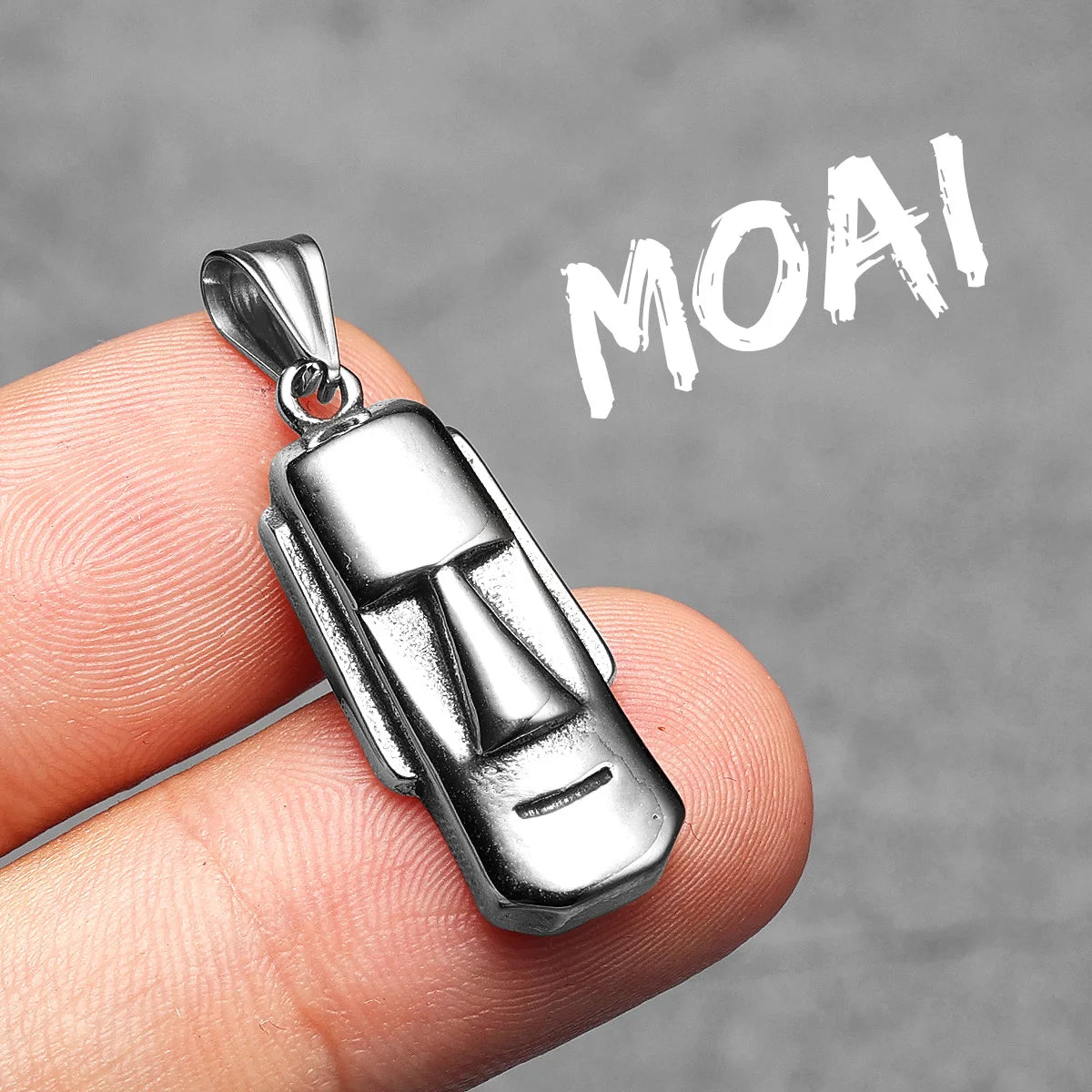 Moai Statue Pendant Necklace — Stainless Steel
