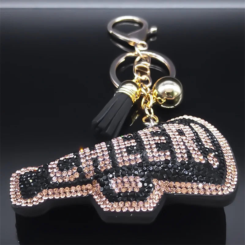 Iced Out Key Gold Chain Cheer Letter Word Full