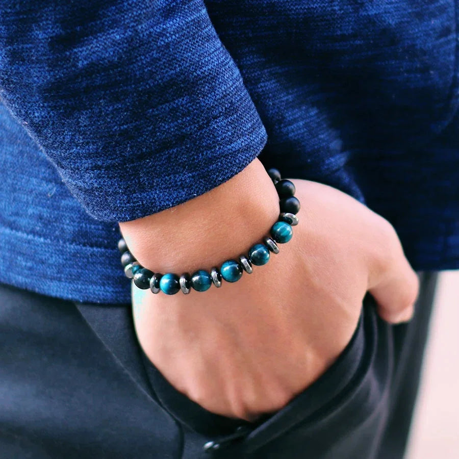 Noter Men Bracelet High Quality Black Frosted Stone Strand Braslet Gifts For Boyfriend Husband Hematite Healing Braclet Pulsera