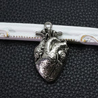 Anatomical Human Heart Pendant Necklace — Silver-Tone Gothic