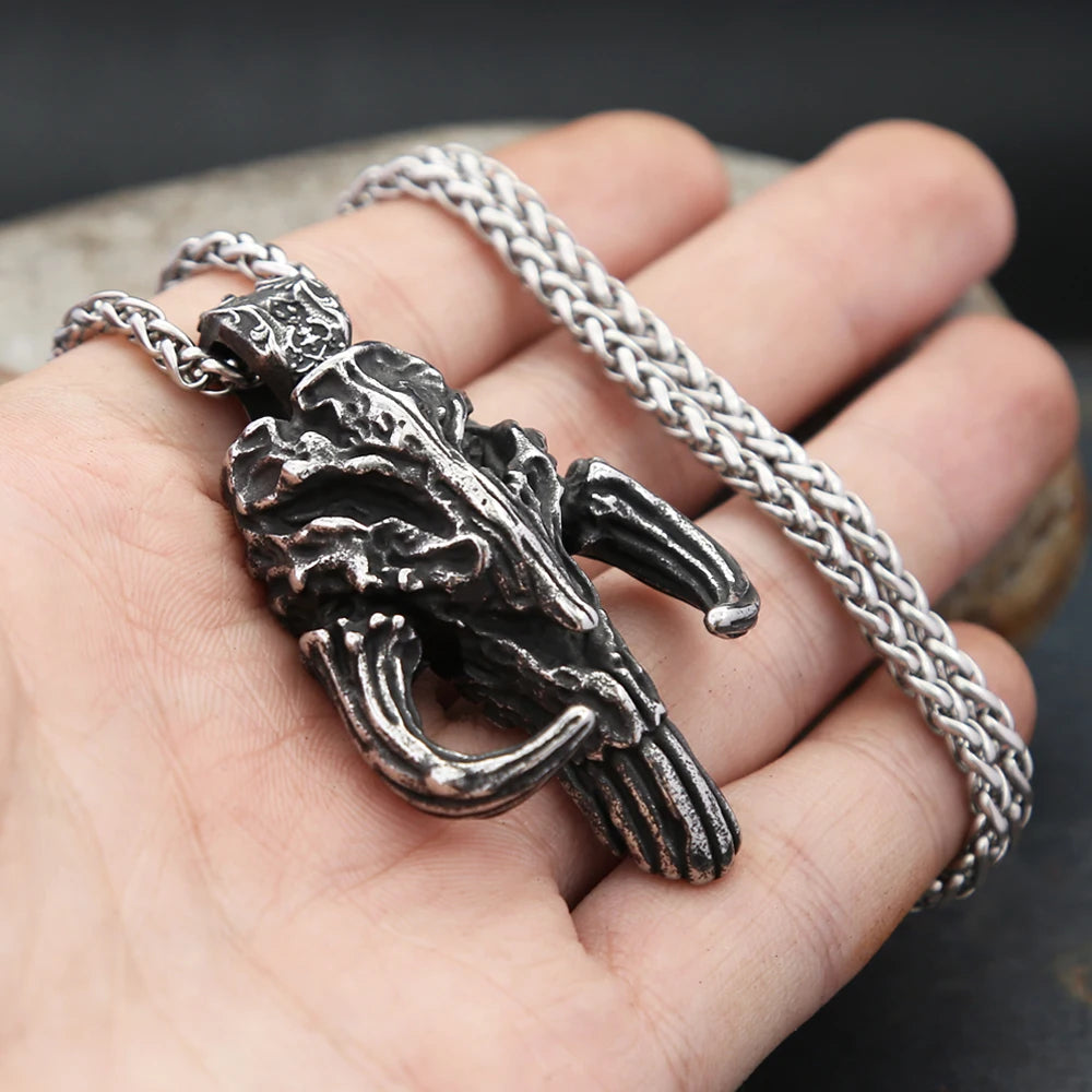 Skull Mandalorian Black Pendant Vintage 316L Gothic
