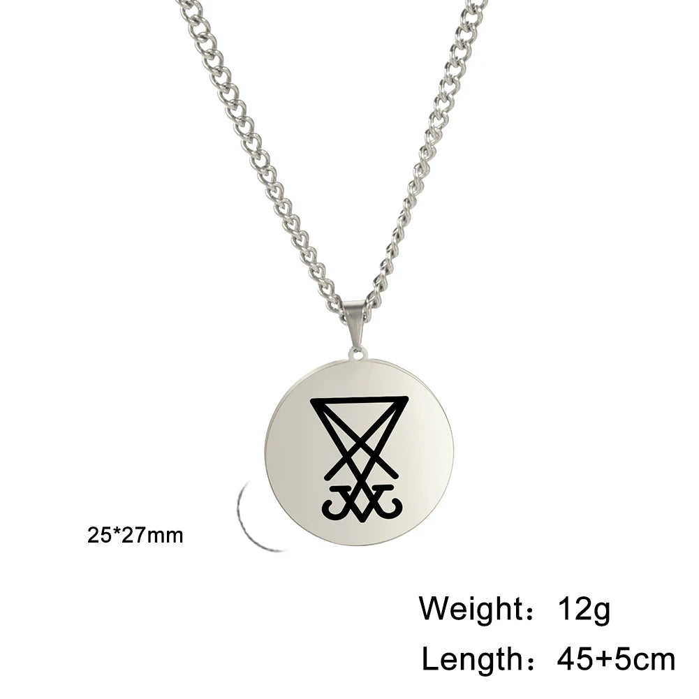 Sigil Of Lucifer Pendant Necklace Stainless Steel Seal Of Satan Satanic 2023 New Fashion Amulet Necklace Jewelry for