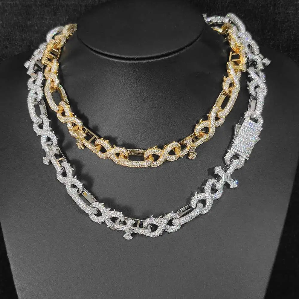 Iced Out Cross Cuban Chain Necklace 16MM