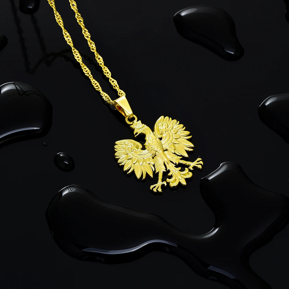 Poland Eagle Badge Pendant — Two-Tone