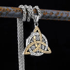 Viking Witch Celtic Knot Pendant Necklace Rune Stainless Steel Men Chain Odin Gothic Necklace Protection Amulet Jewelry